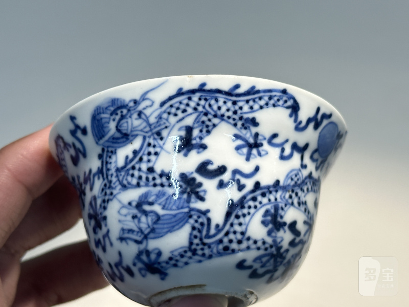 清道光 青花龙纹杯 - 图5